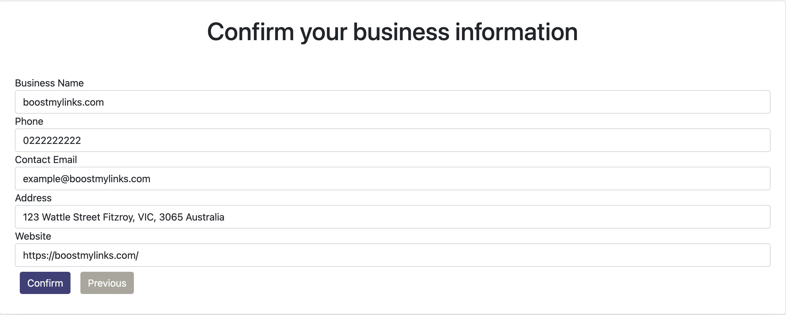 Confirm Details